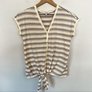 LUCKY BRAND striped tie front top size XS
